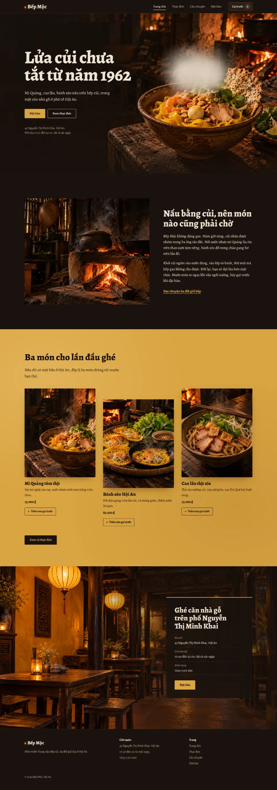 Bếp Mộc — restaurant website